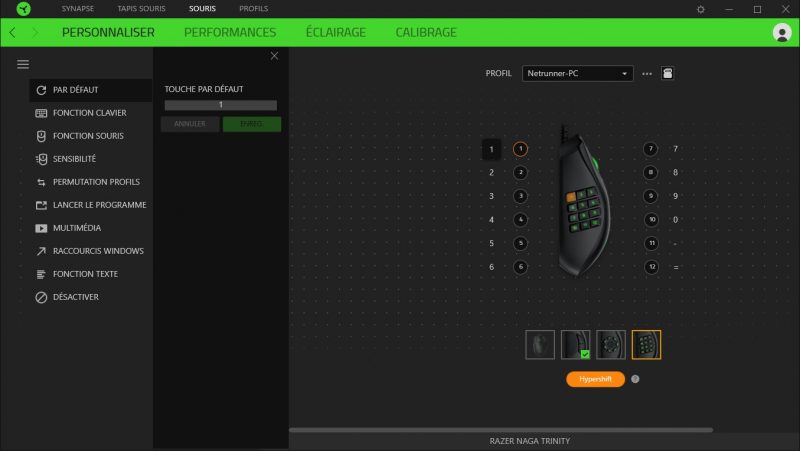 interface Razer Synapse Naga Trinity