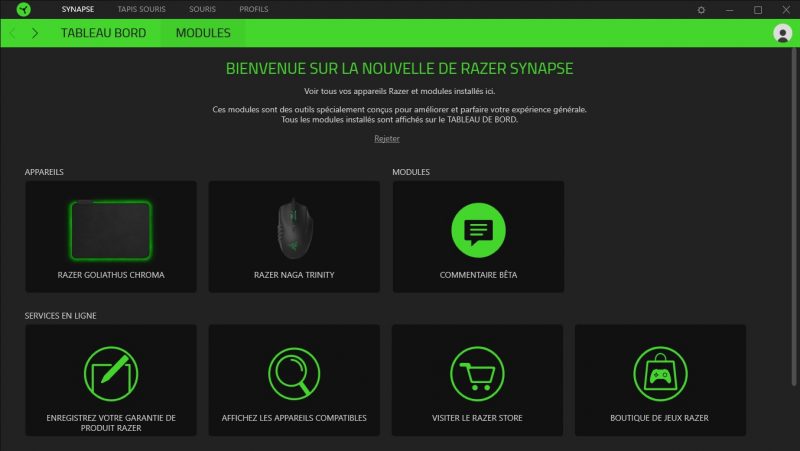 interface Razer Synapse Naga Trinity