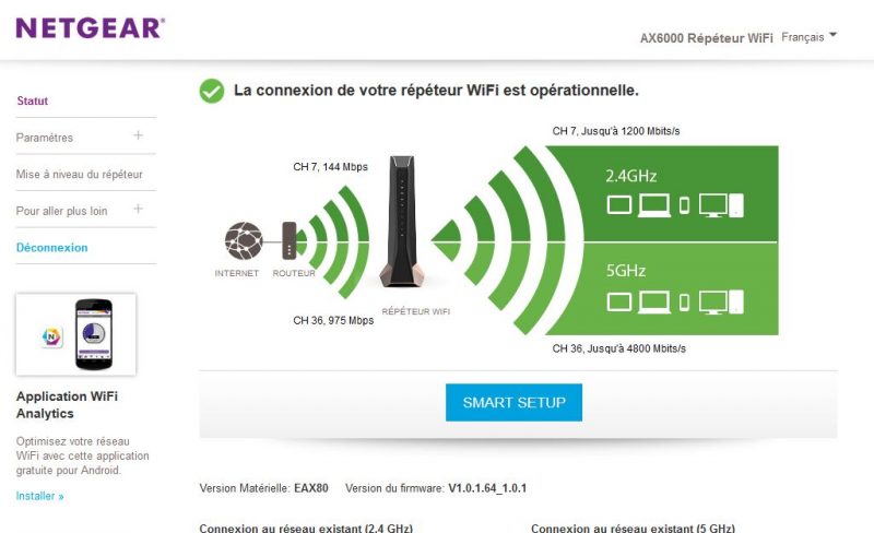 test répéteur Nighthawk AX6000 EAX80 Wifi 6