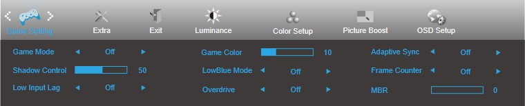 test écran gaming AOC CQ27G2U-BK OSD jeu