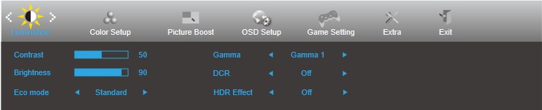 test écran gaming AOC CQ27G2U-BK OSD